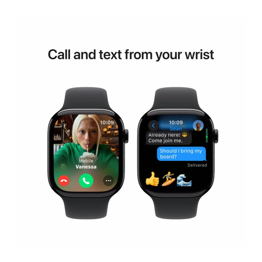 Apple Watch Series 10 GPS 46mm Jet Black Aluminium Case with Black Sport Band - S/M