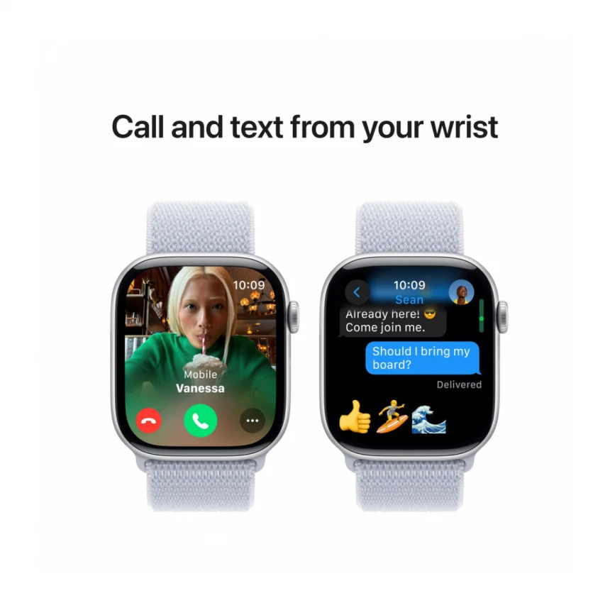 Apple Watch Series 10 GPS 46mm Silver Aluminium Case with Blue Cloud Sport Loop