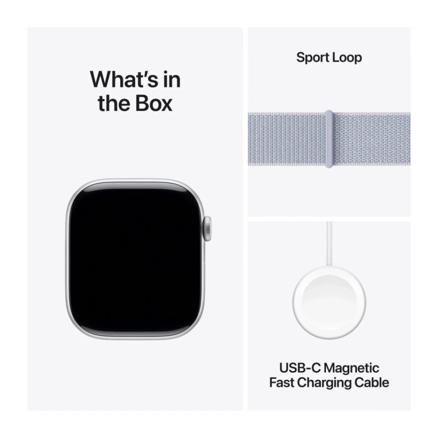 Apple Watch Series 10 GPS 46mm Silver Aluminium Case with Blue Cloud Sport Loop