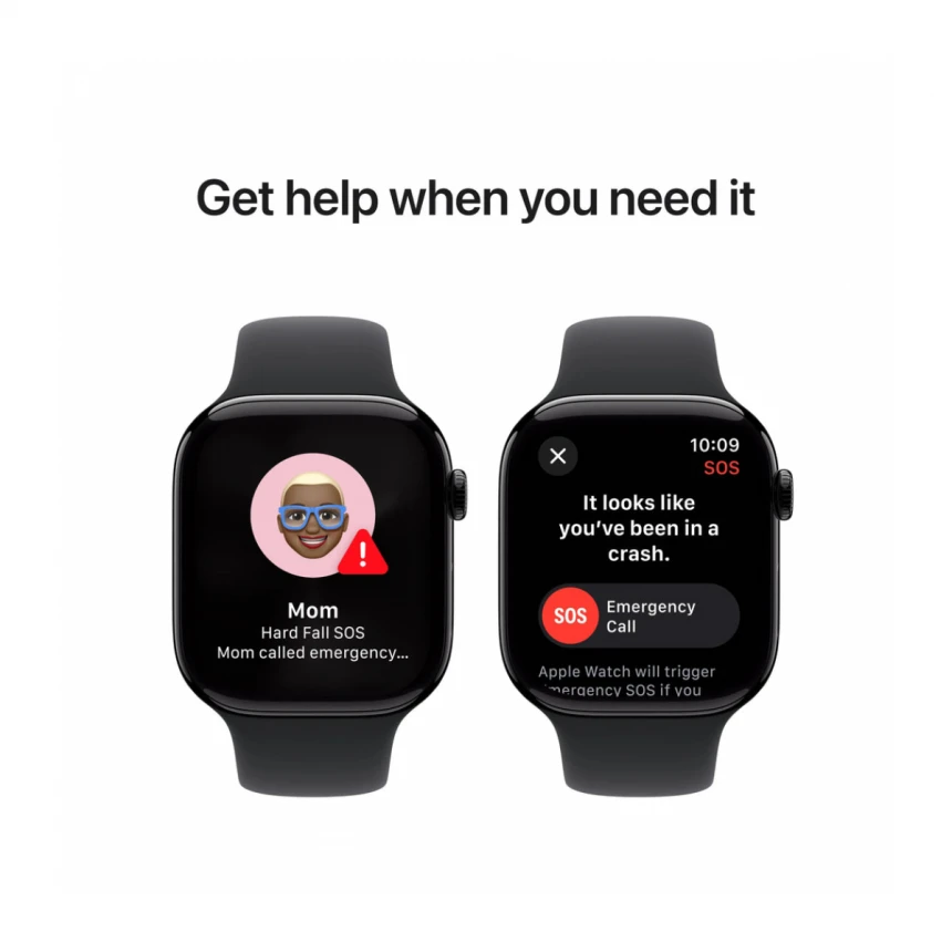 Apple Watch Series 10 GPS 46mm Jet Black Aluminium Case with Black Sport Band - M/L