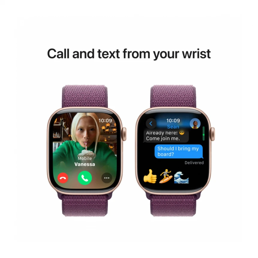 Apple Watch Series 10 GPS 46mm Rose Gold Aluminium Case with Plum Sport Loop