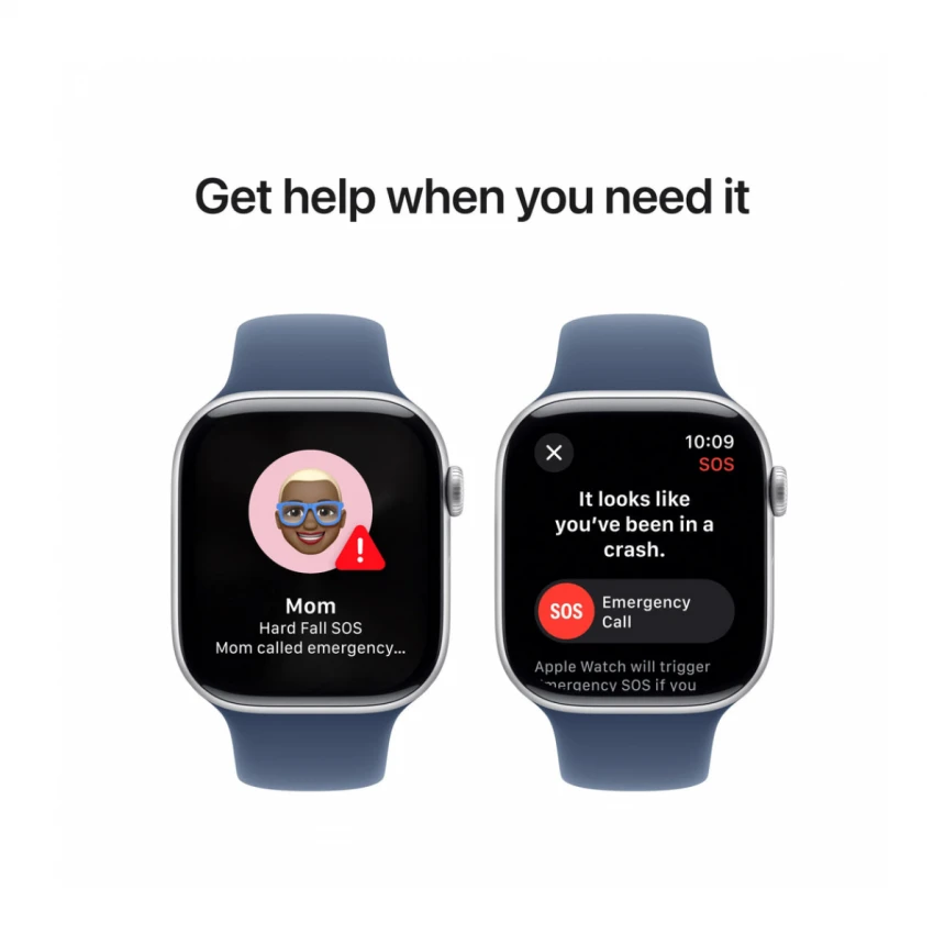 Apple Watch Series 10 GPS 46mm Silver Aluminium Case with Denim Sport Band - S/M