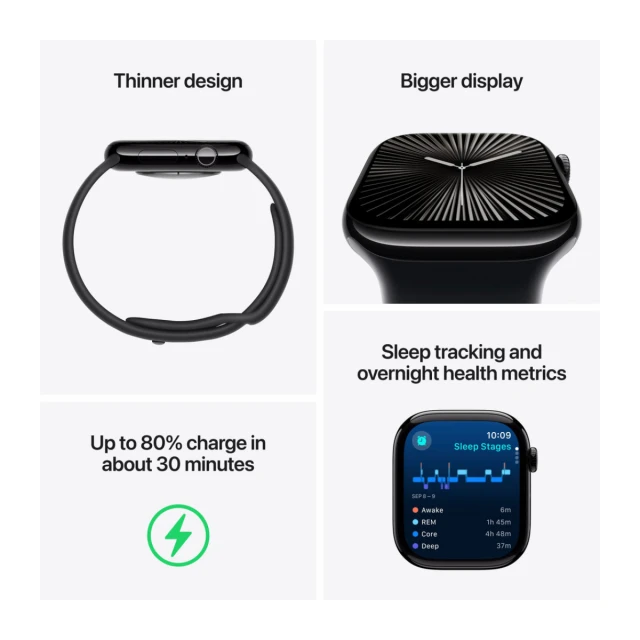 Apple Watch Series 10 GPS 46mm Silver Aluminium Case with Denim Sport Band - M/L