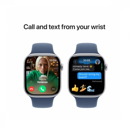 Apple Watch Series 10 GPS 46mm Silver Aluminium Case with Denim Sport Band - M/L