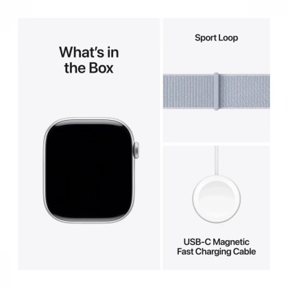 Apple Watch Series 10 GPS 46mm Silver Aluminium Case with Blue Cloud Sport Loop