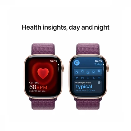 Apple Watch Series 10 GPS 46mm Rose Gold Aluminium Case with Plum Sport Loop