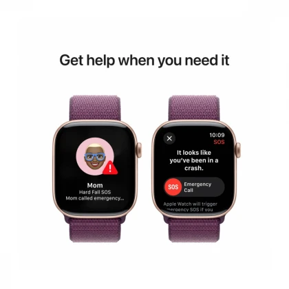 Apple Watch Series 10 GPS 46mm Rose Gold Aluminium Case with Plum Sport Loop