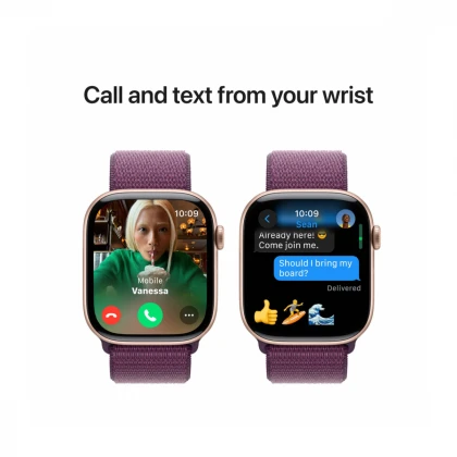 Apple Watch Series 10 GPS 46mm Rose Gold Aluminium Case with Plum Sport Loop