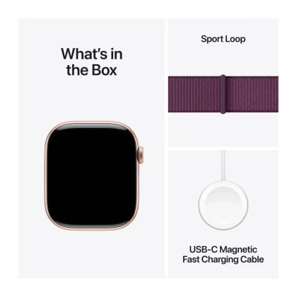 Apple Watch Series 10 GPS 46mm Rose Gold Aluminium Case with Plum Sport Loop