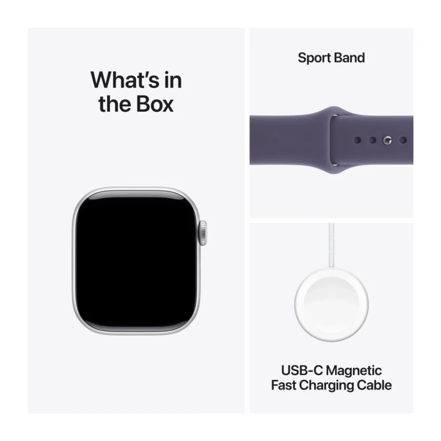 Apple Watch Series 11 GPS 42mm Silver Aluminium Case with Purple Fog Sport Band - M/L