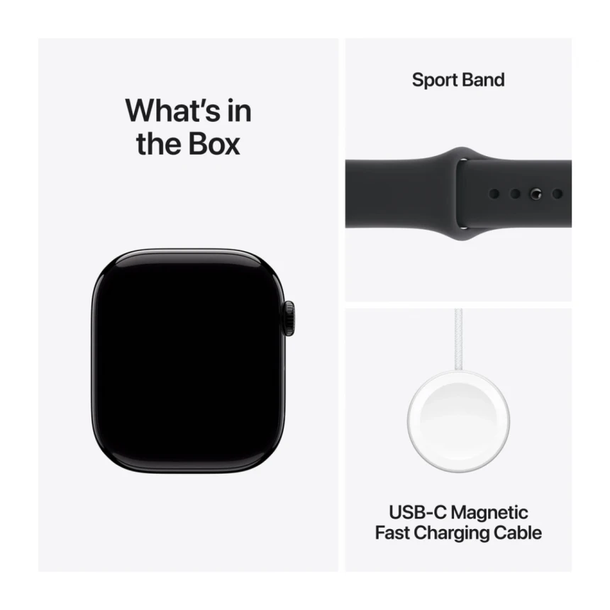 Apple Watch Series 11 GPS 46mm Jet Black Aluminium Case with Black Sport Band - M/L