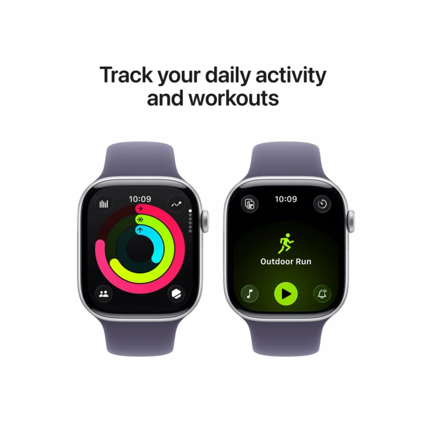 Apple Watch Series 11 GPS 46mm Silver Aluminium Case with Purple Fog Sport Band - M/L