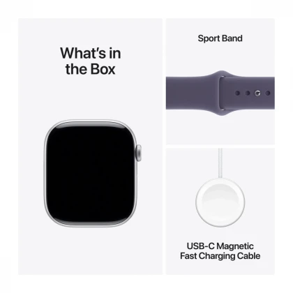 Apple Watch Series 11 GPS 46mm Silver Aluminium Case with Purple Fog Sport Band - M/L