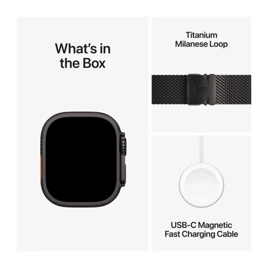 Apple Watch Ultra 2 GPS + Cellular 49mm Black Titanium Case with Black Titanium Milanese Loop - Medium