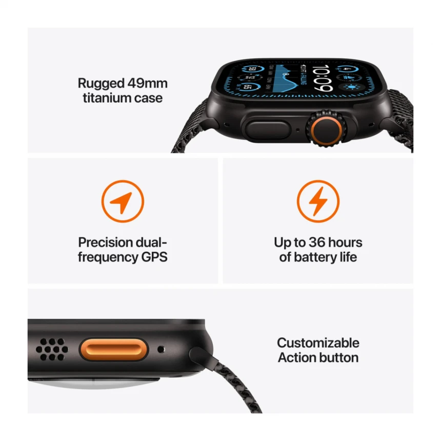 Apple Watch Ultra 2 GPS + Cellular 49mm Natural Titanium Case with Blue Trail Loop - S/M