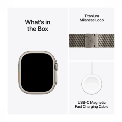 Apple Watch Ultra 2 GPS + Cellular 49mm Natural Titanium Case with Natural Titanium Milanese Loop - Large