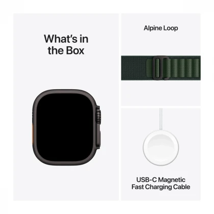 Apple Watch Ultra 2 GPS + Cellular 49mm Black Titanium Case with Dark Green Alpine Loop - L