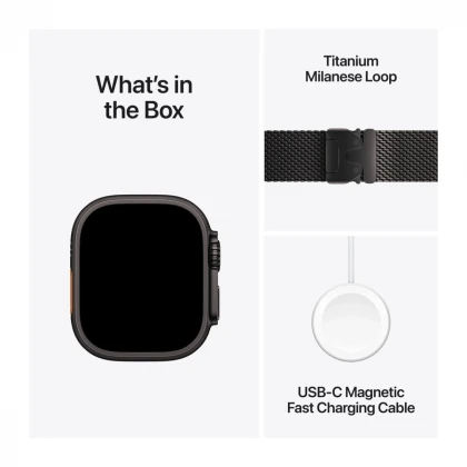 Apple Watch Ultra 2 GPS + Cellular 49mm Black Titanium Case with Black Titanium Milanese Loop - Large