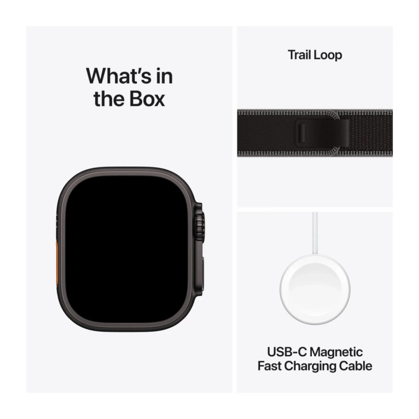 Apple Watch Ultra 3 GPS + Cellular 49mm Black Titanium Case with Black/Charcoal Trail Loop - M/L