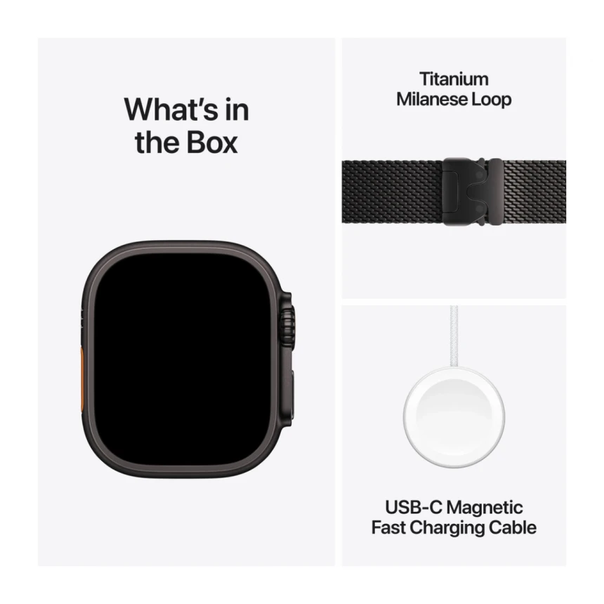 Apple Watch Ultra 3 GPS + Cellular 49mm Black Titanium Case with Black Titanium Milanese Loop - Large