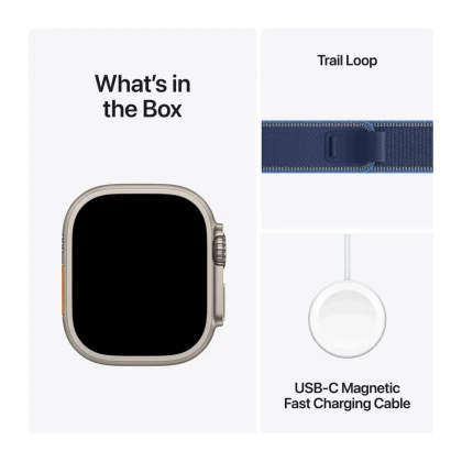 Apple Watch Ultra 3 GPS + Cellular 49mm Natural Titanium Case with Blue/Bright Blue Trail Loop - M/L