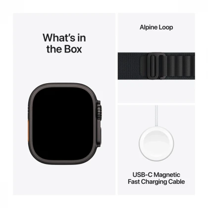 Apple Watch Ultra 3 GPS + Cellular 49mm Black Titanium Case with Black Alpine Loop - Medium