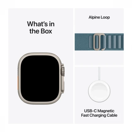 Apple Watch Ultra 3 GPS + Cellular 49mm Natural Titanium Case with Light Blue Alpine Loop - Large
