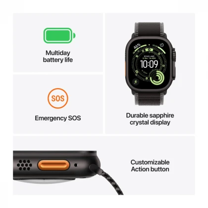 Apple Watch Ultra 3 GPS + Cellular 49mm Natural Titanium Case with Light Blue Alpine Loop - Medium