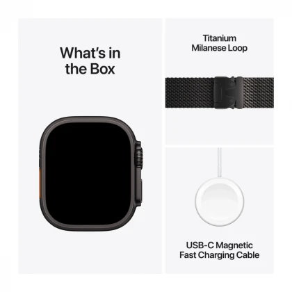 Apple Watch Ultra 3 GPS + Cellular 49mm Black Titanium Case with Black Titanium Milanese Loop - Medium