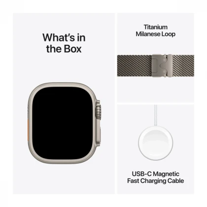Apple Watch Ultra 3 GPS + Cellular 49mm Natural Titanium Case with Natural Titanium Milanese Loop - Large