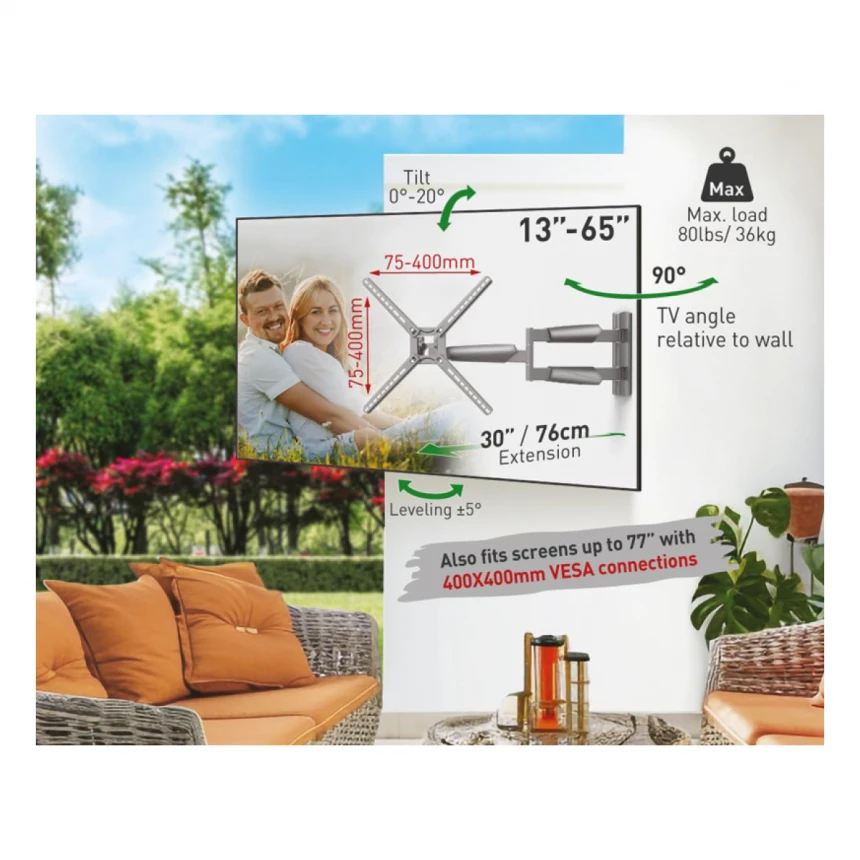 BARKAN BM343XLOD LCD TV zglobni zidni nosač do 65 inča sivi 