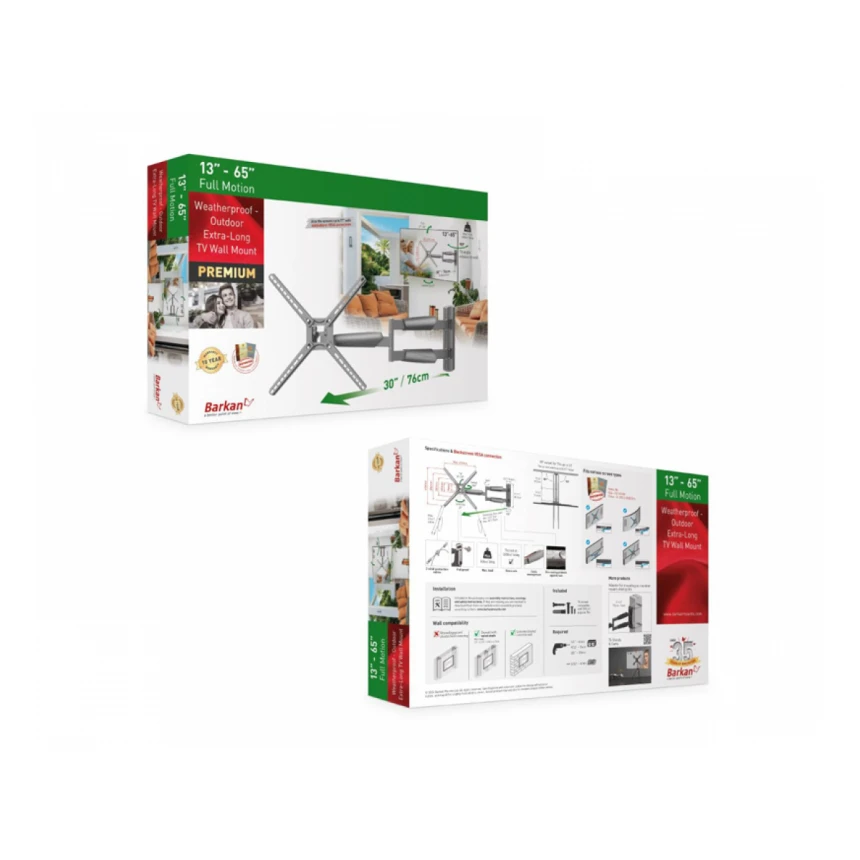 BARKAN BM343XLOD LCD TV zglobni zidni nosač do 65 inča sivi 