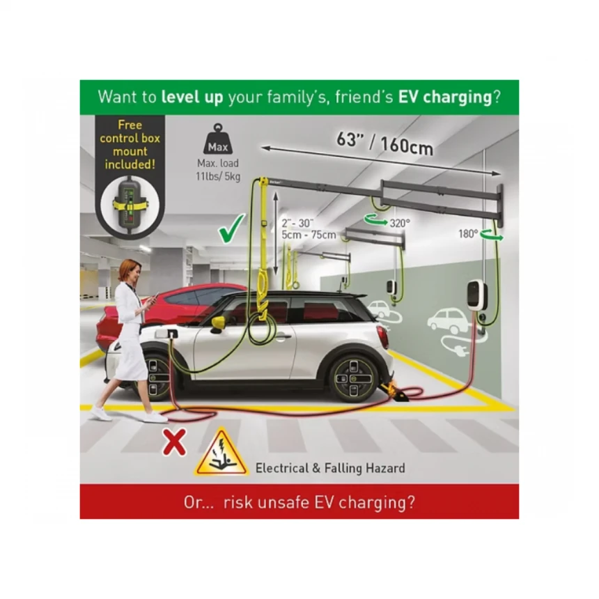 BARKAN EV160WM zidni zglobni nosač kabla za punjenje električnih vozila 160cm