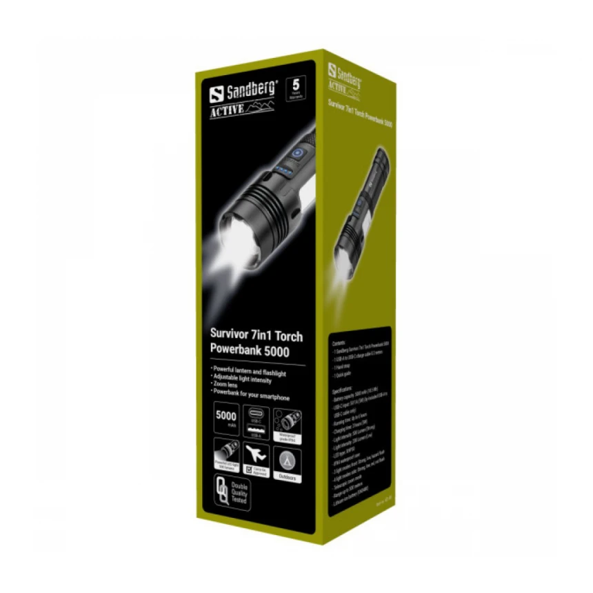Baterijska lampa i powebank Sandberg Survivor 7u1 5000 421-08