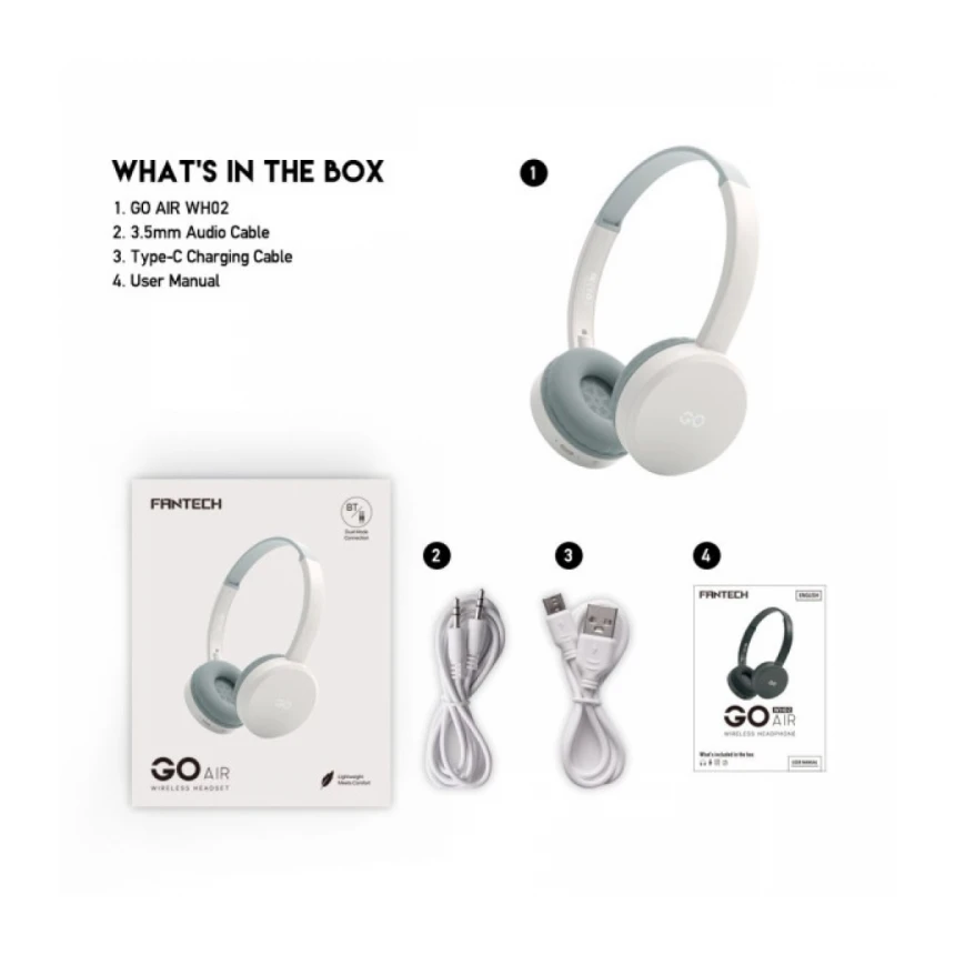 Bluetooth slušalice Fantech GO Air WH02 sive
