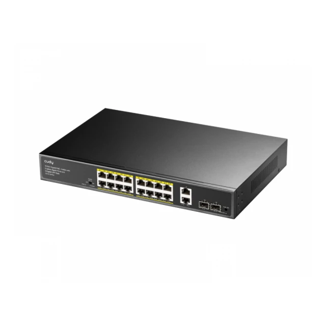 CUDY GS1018PS2 16-Port Gigabit PoE+ Switch with 2 Uplink Gigabit Ports and 2 Gigabit SFP Slots 200W 