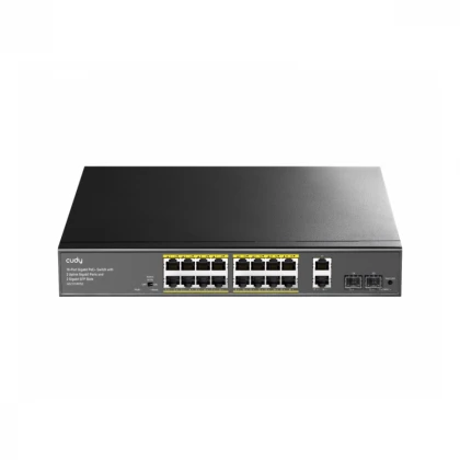 CUDY GS1018PS2 16-Port Gigabit PoE+ Switch with 2 Uplink Gigabit Ports and 2 Gigabit SFP Slots 200W 