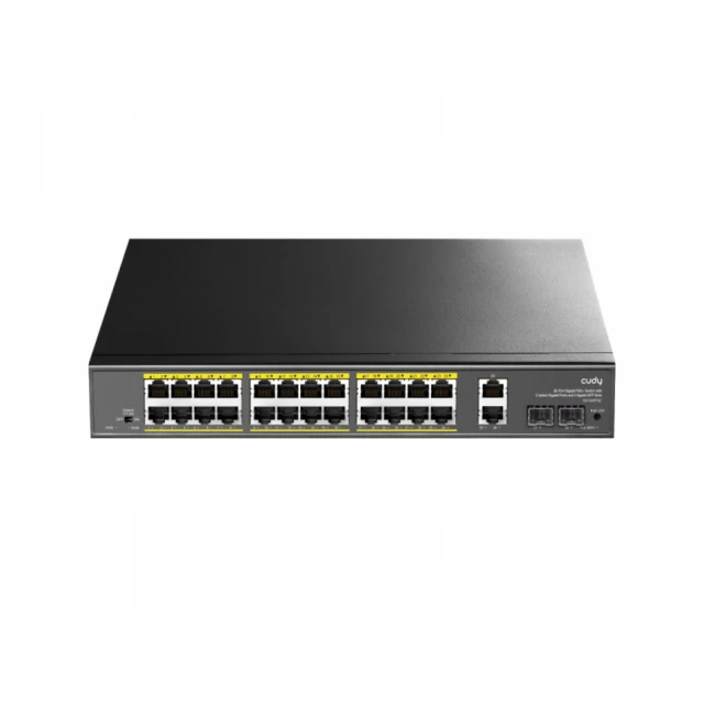 CUDY GS1026PS2 24-Port Gigabit PoE+ Switch with 2 Uplink Gigabit Ports and 2 Gigabit SFP Slots 300W 