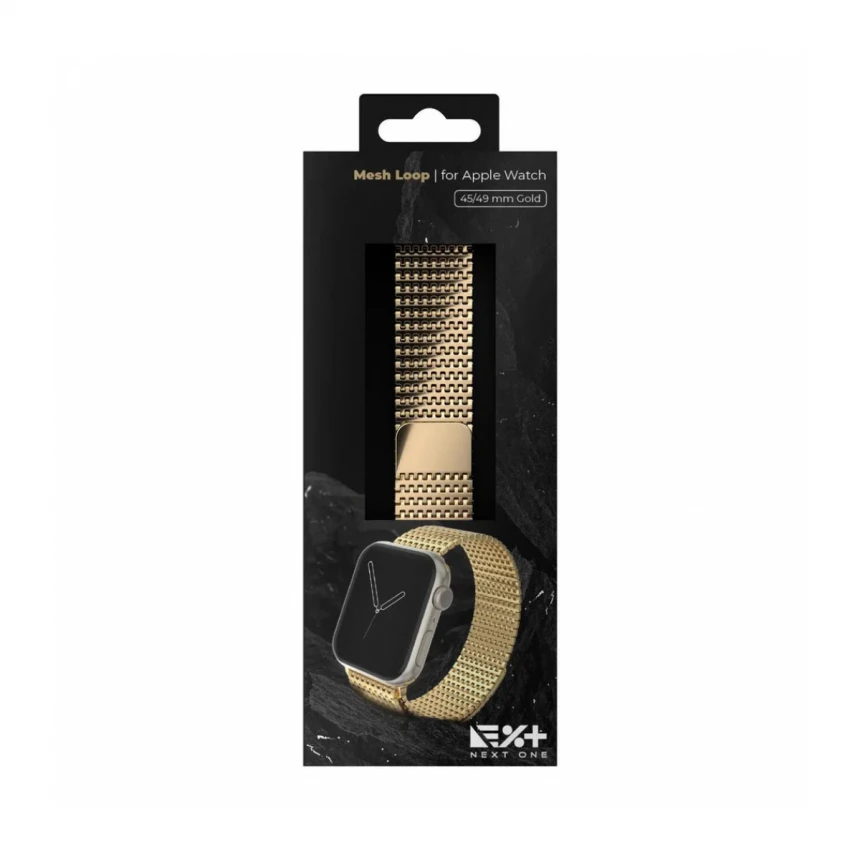 CUREA METALICA MESH NEXT ONE PENTRU APPLE WATCH 45/49MM, Auriu
