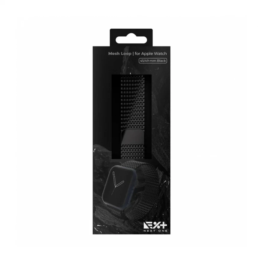 CUREA METALICA MESH NEXT ONE PENTRU APPLE WATCH 45/49MM, Negru