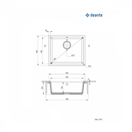Deante Sudopera Corda Undermount 55/WH ZQA T10C