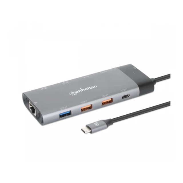 Docking station Manhattan 130714 10in1 USB-C - 2xHDMI/5xUSB/LAN/PD 100W