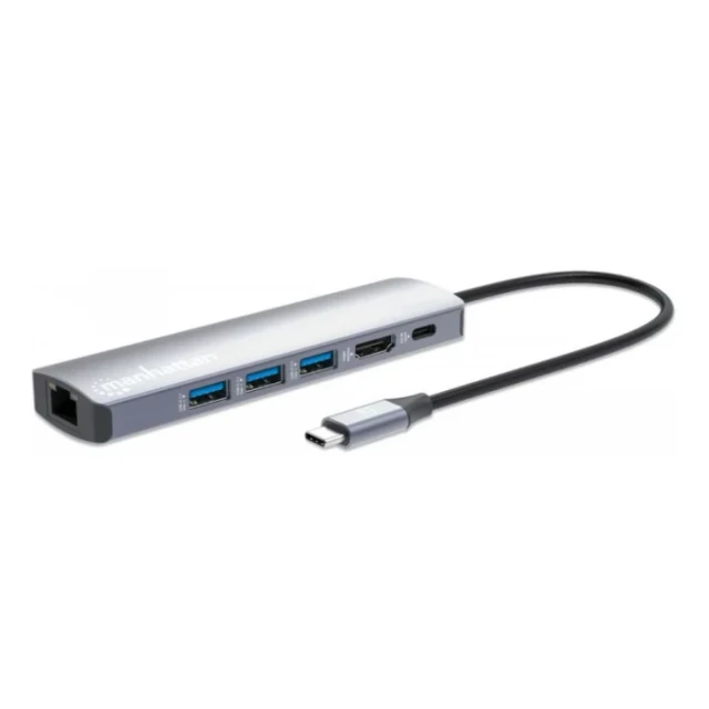 Docking station Manhattan 153959 6in1 USB-C - HDMI/3xUSB/GLAN/PD 100W
