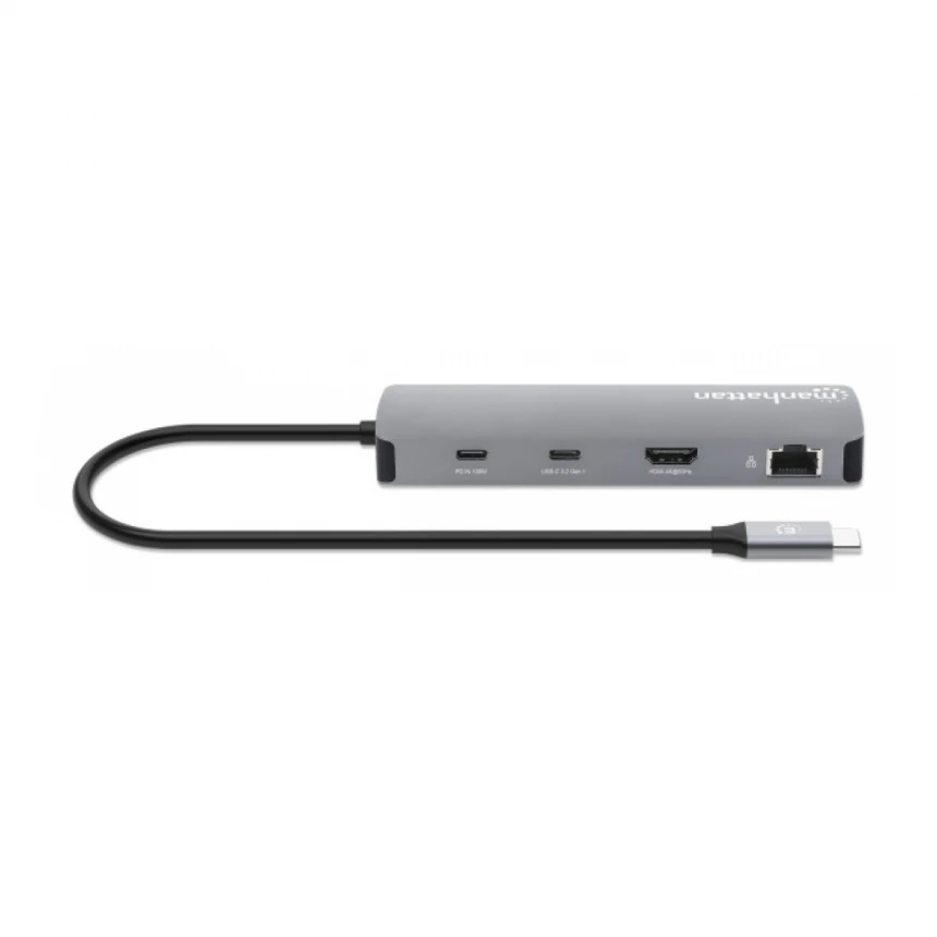 Docking station Manhattan 190459 9in1 USB-C - 1xHDMI/5xUSB/LAN/CR/PD 100W