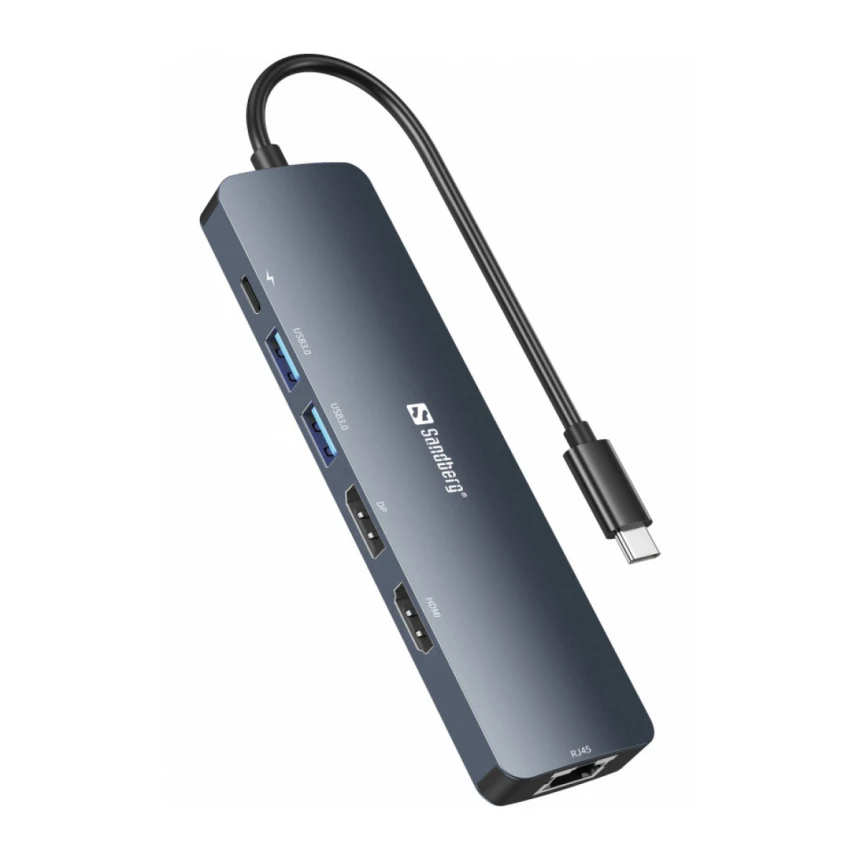 Docking station Sandberg USB-C - HDMI/DP/LAN/2xUSB 3.0/USB C PD 100W 136-43