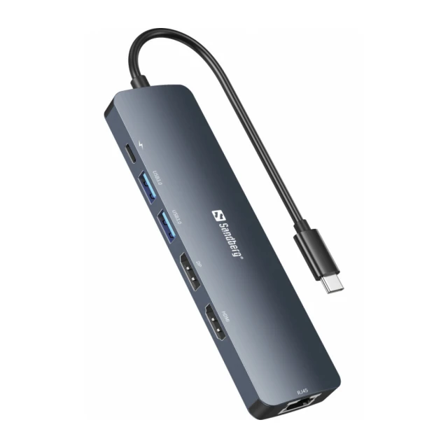 Docking station Sandberg USB-C - HDMI/DP/LAN/2xUSB 3.0/USB C PD 100W 136-43