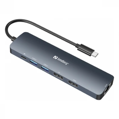 Docking station Sandberg USB-C - HDMI/DP/LAN/2xUSB 3.0/USB C PD 100W 136-43