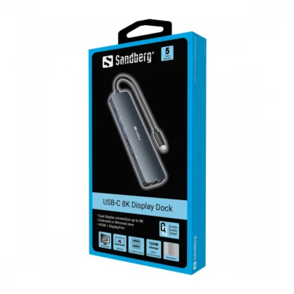 Docking station Sandberg USB-C - HDMI/DP/LAN/2xUSB 3.0/USB C PD 100W 136-43