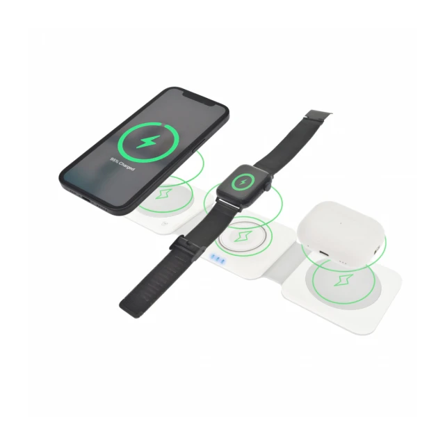 Dviced 3-u-1 preklopni magnetic bežični punjač - White