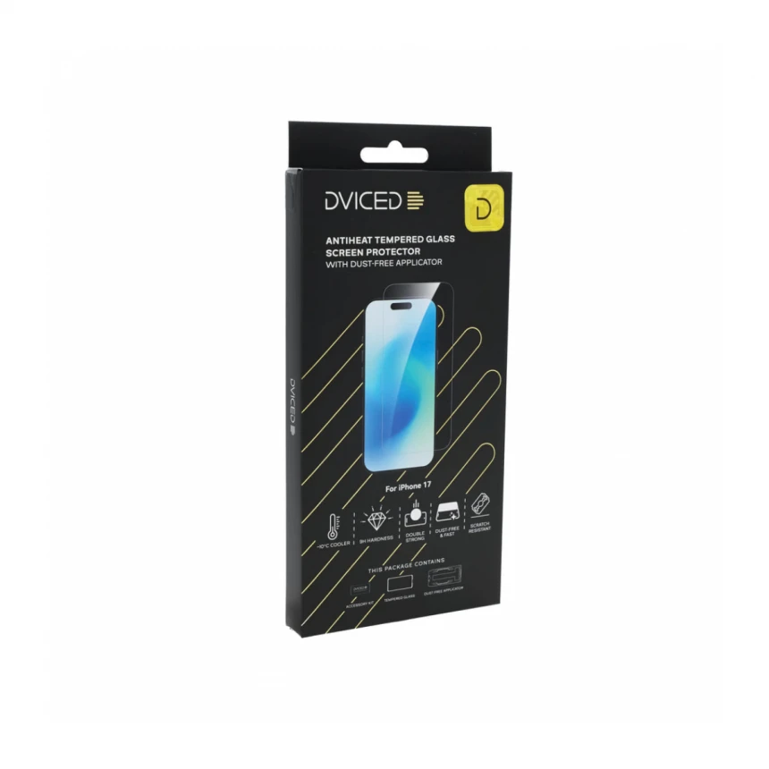 Dviced AntiHeat ojačana zaštita za ekran sa aplikatorom protiv prašine - iPhone 17